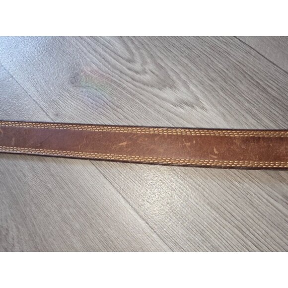 Genuine Leather Belt Brown With Metal Buckle Handcrafted In Old School Style - Picture 3 of 5